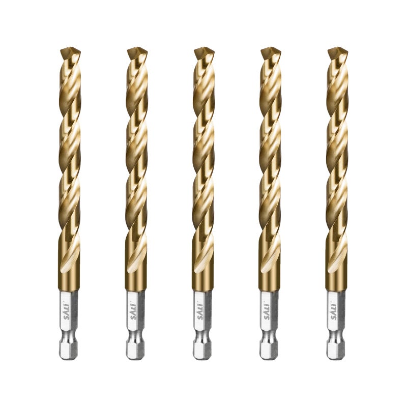 SALI Cobalt Drill Bit Set,5 Pack 5/16 Inch High Speed Steel Hex Shank Jobber Drill Bits, for Hardwood, Aluminum,Metal,Copper,Alloyed Steel - Image 1